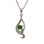 Pt850 デマントイドガーネット・ダイヤ ネックレス/ネックレストップ 0.35ct・0.4ct