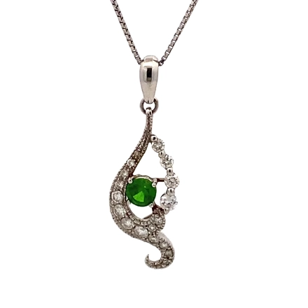 Pt850 デマントイドガーネット・ダイヤ ネックレス/ネックレストップ 0.35ct・0.4ct