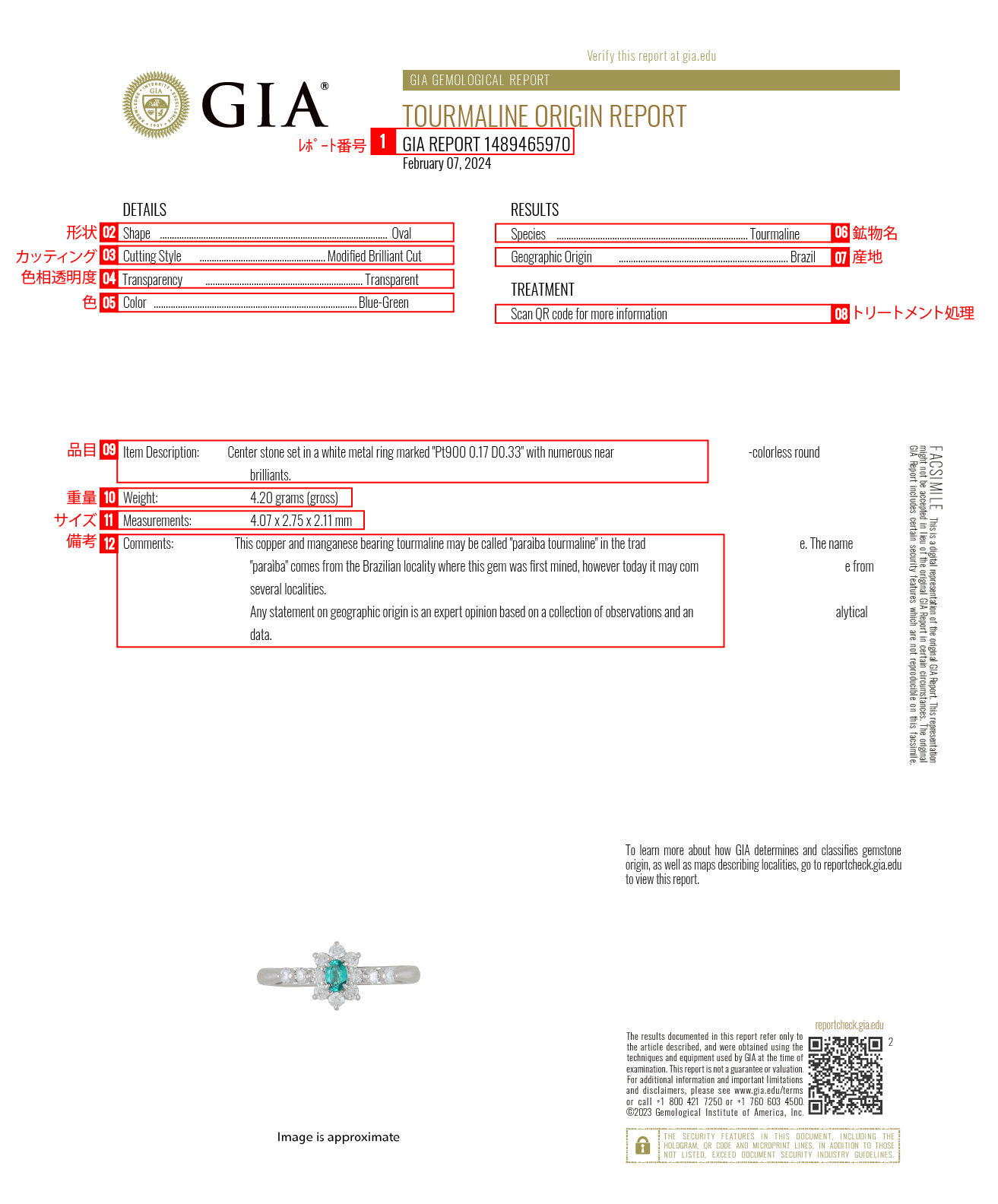 GIA鑑定書