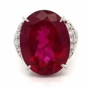 Pt･Pm900 ピンクトルマリン ダイヤモンド リング 16.026ct 0.33ct