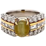 クリソベリルキャッツアイ ダイヤ リング 2.12ct