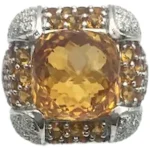K18WG シトリン ダイヤモンド リング 11.5ct 0.23ct