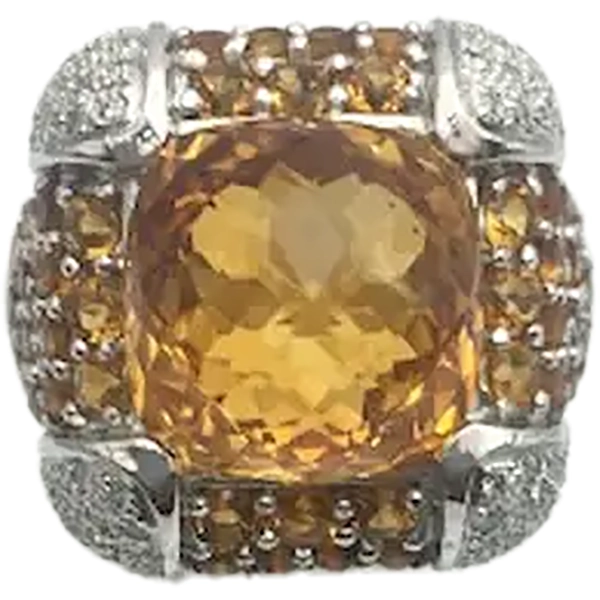 K18WG シトリン ダイヤモンド リング 11.5ct 0.23ct