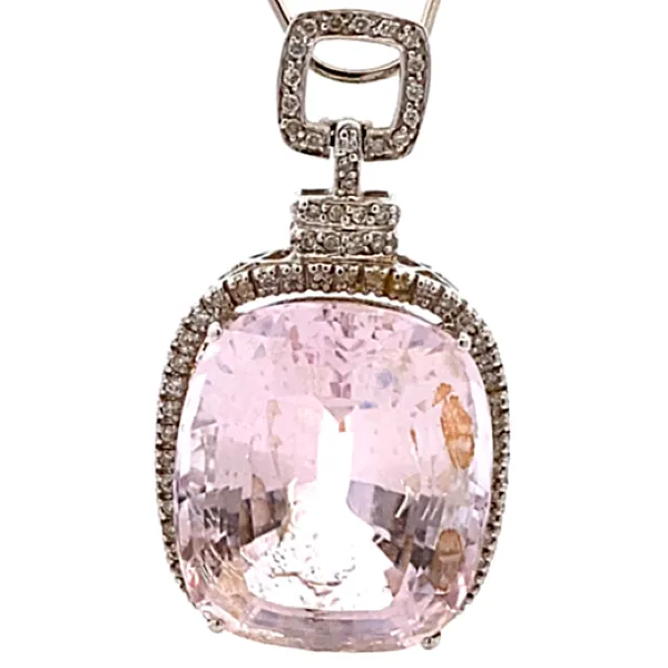 K18 クンツァイト（リチア輝石）ダイヤ ネックレス/ペンダントトップ 51.89ct 19.9g