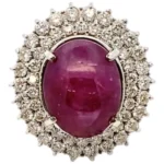 Pt･Pm900 スターサファイア ダイヤ リング 21.48ct