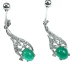 K18WG/Pt900 エメラルド ダイヤ ピアス 1.32・1.02ct