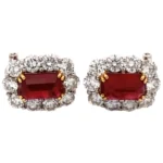 K14WG/Pt900/K18 ルビー ダイヤ イヤリング 2.12・2.16ct