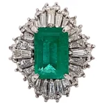 Pt850 エメラルド ダイヤ リング 2.88ct