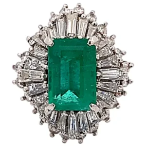 Pt850 エメラルド ダイヤ リング 2.88ct