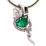 Pt900/K18WG エメラルド ダイヤ ブローチ 1.36ct
