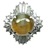 Pt/Pm900 クリソベリルキャッツアイ ダイヤ リング 6.88ct 13.4g