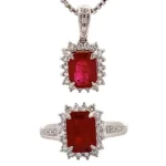 Pt900・K18 ルビー ダイヤ リング/ネックレスセット 1.58・1.85ct