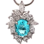 Pt･Pm900 パライバトルマリン ダイヤ ネックレス/ペンダントトップ 1.48ct 3.9g