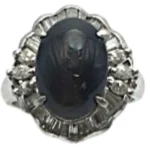 Pt900 シリマナイトキャッツアイ ダイヤ リング 8.5ct 11.2g