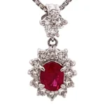 Pt850・Pt900 ルビー ダイヤ ネックレス/ペンダントトップ 0.93ct