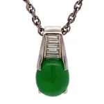 Pt850/Pt900 翡翠 ダイヤモンド ネックレス 6.02ct 0.33ct