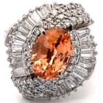 Pt･Pm900 スリランカ産 オレンジサファイア ダイヤ 3.477ct