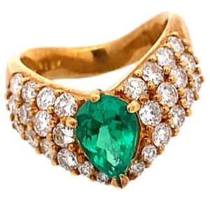 K18 エメラルド ダイヤモンド リング 1.226ct 1.37ct