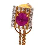 Pt900 K18 ピンクサファイア ダイヤモンド タイピン 3.03ct 1.01ct