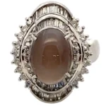 Pt/Pm900 シリマナイトキャッツアイ ダイヤ 4.88ct 10.7g