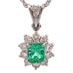 Pt850・Pt900 エメラルド ダイヤ ネックレス/ペンダントトップ 1.1ct