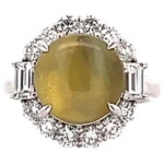 Pt/Pm900 クリソベリルキャッツアイ ダイヤ リング 8.934ct 10g