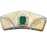 Pt900/K18 エメラルド ダイヤ ブローチ 1.79ct