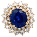 K18  ビルマ産 ブルーサファイア ダイヤ リング