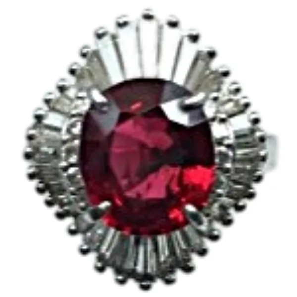 Pt/Pm900 レッドスピネル（尖晶石） ダイヤ リング 3.24ct 11g