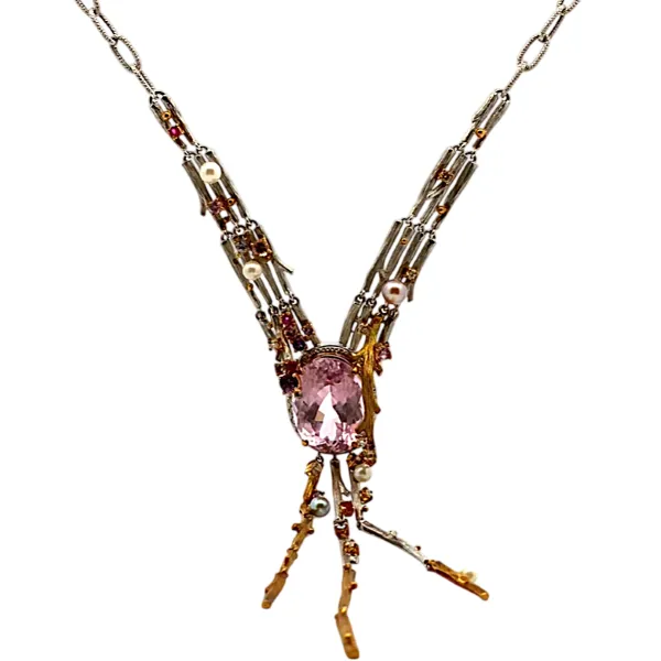K18WG クンツァイト（リチア輝石）多色石 ネックレス/ペンダントトップ 19.64ct 33.2g