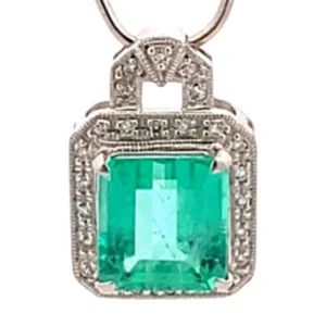 Pt･Pm900 エメラルド ダイヤ ネックレス/ペンダントトップ 3.81ct