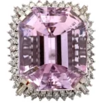 Pt/Pm900 クンツァイト（リチア輝石）ダイヤ リング 41.98ct 27.8 g