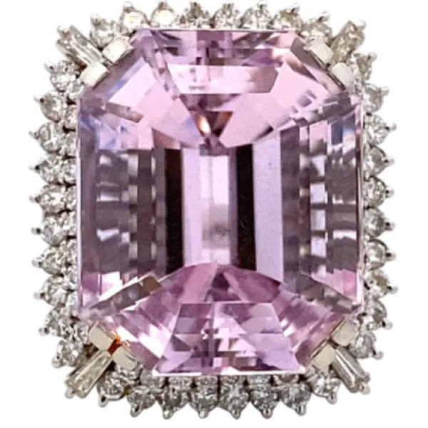 Pt/Pm900 クンツァイト（リチア輝石）ダイヤ リング 41.98ct 27.8 g