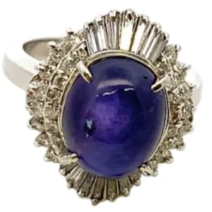 Pt･Pm900 スターサファイア ダイヤモンド リング 7.45ct