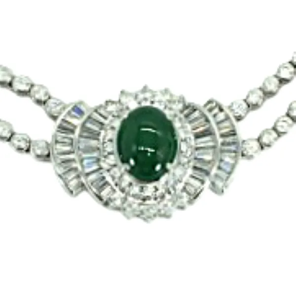 Pt850/Pt900 翡翠（ヒスイ）ダイヤ ネックレス/ペンダントトップ 2.63ct 44.5g