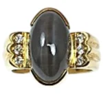 K18 シリマナイトキャッツアイ ダイヤ リング 8.01ct 10.5g