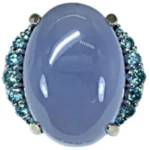 K18WG カルセドニー トリートダイヤモンド リング 26.77ct 0.736ct