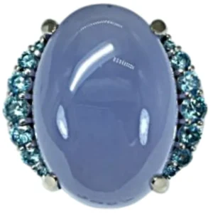 K18WG カルセドニー トリートダイヤモンド リング 26.77ct 0.736ct