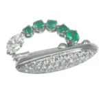 Pt/Pm900 エメラルド ダイヤ ブローチ 0.55ct
