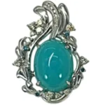 K18WG カルセドニー ダイヤ ネックレス/ペンダントトップ 17.7ct 14.7g