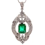 Pt･Pm900 エメラルド ダイヤ ネックレス/ペンダントトップ 4.78ct