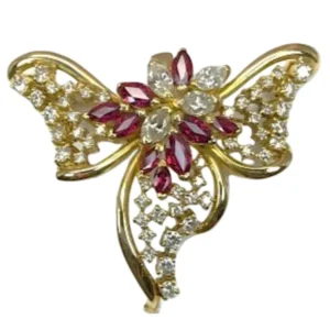 K18 ルビー ダイヤ ブローチ 3.00ct
