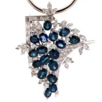 Pt・Pm900 サファイア ダイヤ ブローチ 9.41ct
