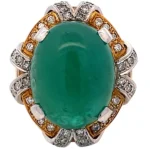 Pt900・K18 エメラルド ダイヤ リング 14.82ct