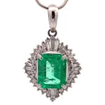 Pt･Pm900 エメラルド ダイヤ ネックレス/ペンダントトップ 3.26ct