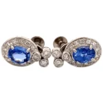 Pt･Pm850 サファイア ダイヤモンド イヤリング 1.25ct 0.84ct