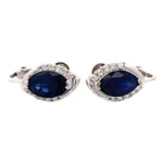 Pt900 K14WG サファイア ダイヤ イヤリング 1.57・1.23ct