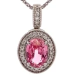 Pt900/K18WG パパラチアサファイア ダイヤモンド ネックレス 1.534ct 0.16ct