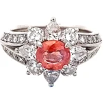 Pt/Pm900 パパラチアサファイア ダイヤ リング 1.01ct