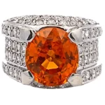 Pt/Pm900 スペサルティンガーネット ダイヤ 指輪 8.32ct